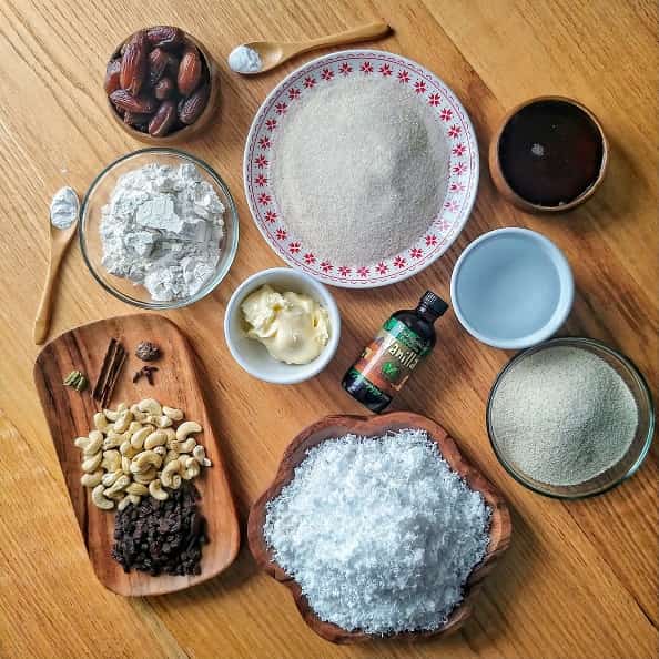 Ingredients for the sri Lankan Coconut Cake / Bibikkan.