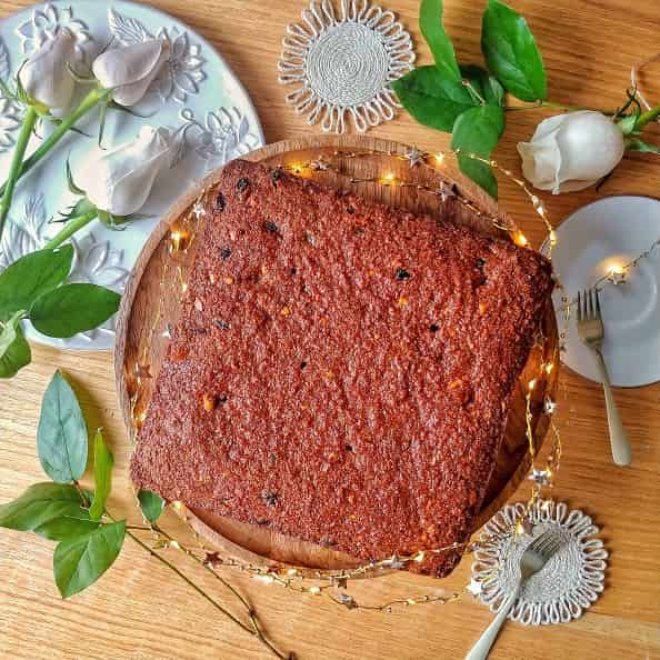 Sri Lankan Coconut Cake / Bibikkan  cake on display.