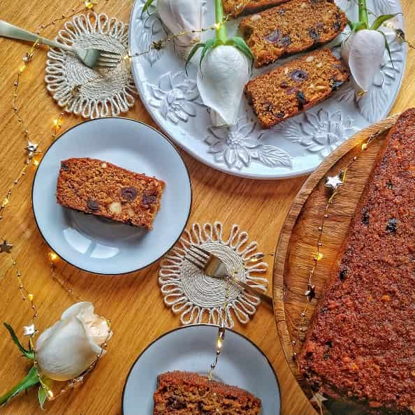 Sri Lankan Coconut Cake / Bibikkan cake slices on a plate.