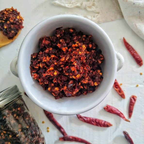 Sri Lankan Shrimp Chili Paste in a bowl.